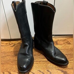 Vintage Montgomery Ward Black Leather Work Cowboy Boots 7362 Size 9.5 D